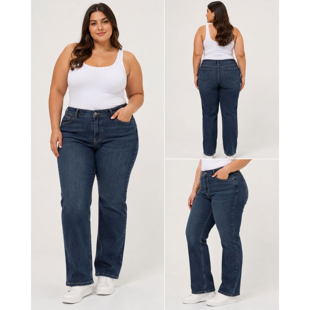 Old Navy Straight Leg Jeans Womens 18 Regular Dark Wash Classic Denim Plus